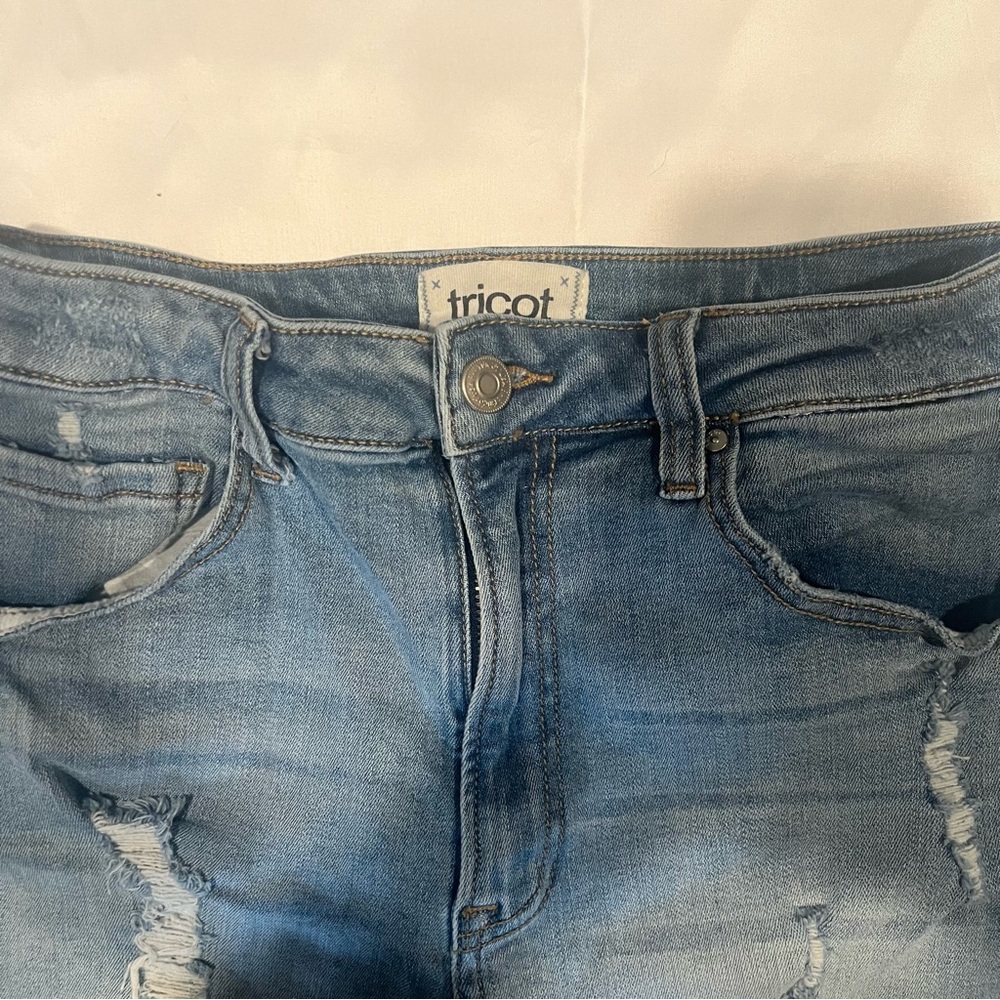 Distressed Tricot Denim Shorts - Size 7 - Picture 3 of 6